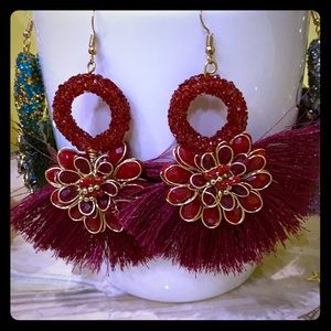 Earrings/Handmade/burgundy